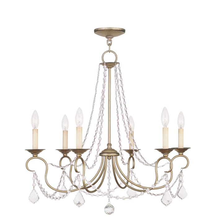 Pennington 6-Light Chandelier in Hand Applied Antique Silver Leaf Pennington 6-Light Chandelier in Hand Applied Antique Silver Leaf