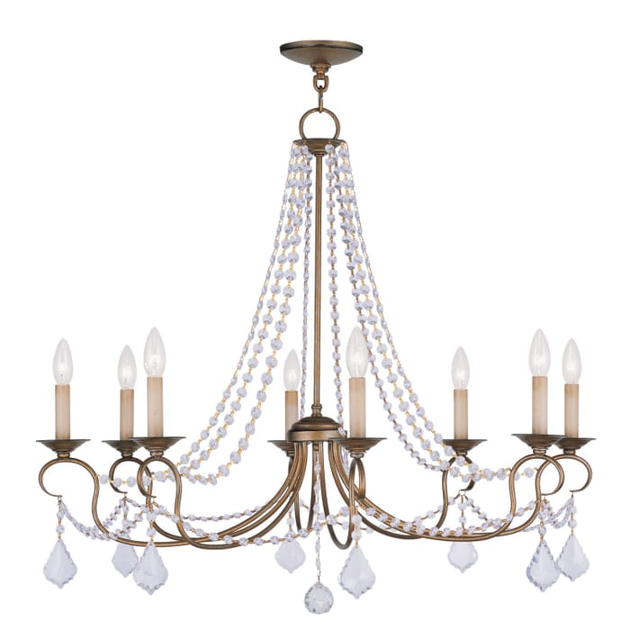 Pennington 8-Light Chandelier in Hand Applied Antique Gold Leaf Pennington 8-Light Chandelier in Hand Applied Antique Gold Leaf