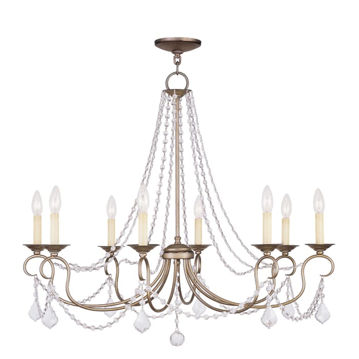 Pennington 8-Light Chandelier in Hand Applied Antique Silver Leaf Pennington 8-Light Chandelier in Hand Applied Antique Silver Leaf