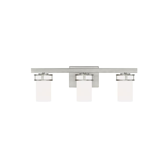 Sea Gull Robie 3-Light Bathroom Vanity Light in Brushed Nickel Sea Gull Robie 3-Light Bathroom Vanity Light in Brushed Nickel