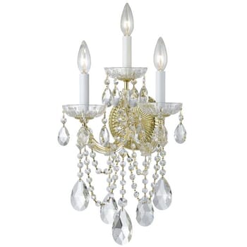 Crystorama Maria Theresa 3-Light 22" Wall Sconce in Gold with Clear Swarovski Strass Crystals