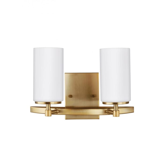 Sea Gull Alturas 2-Light 14" Bathroom Vanity Light in Satin Brass Sea Gull Alturas 2-Light 14" Bathroom Vanity Light in Satin Brass