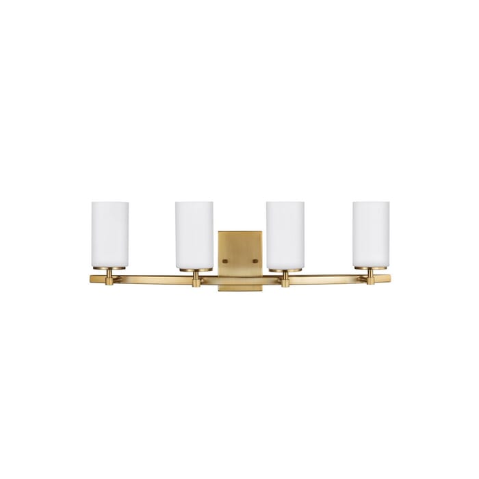 Sea Gull Alturas 4-Light 31" Bathroom Vanity Light in Satin Brass Sea Gull Alturas 4-Light 31" Bathroom Vanity Light in Satin Brass