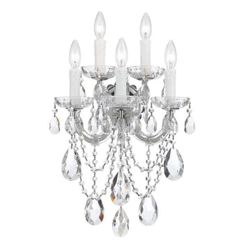 Crystorama Maria Theresa 5-Light 22" Wall Sconce in Polished Chrome with Clear Swarovski Strass Crystals