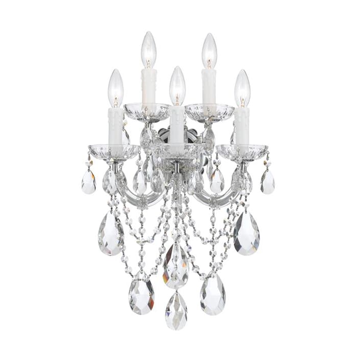 Crystorama Maria Theresa 5-Light 22" Wall Sconce in Polished Chrome with Clear Spectra Crystals Crystorama Maria Theresa 5-Light 22" Wall Sconce in Polished Chrome with Clear Spectra Crystals