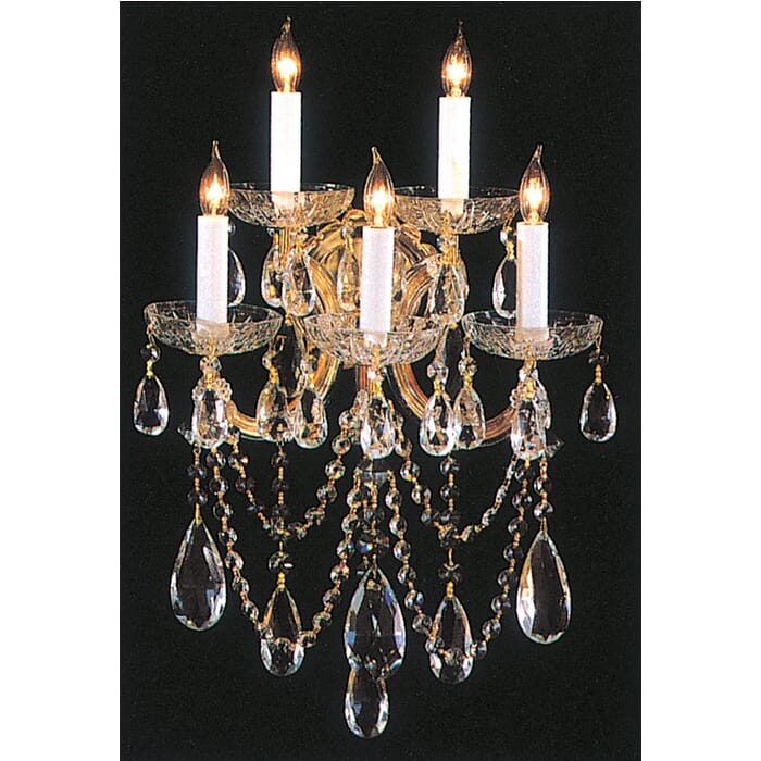 Crystorama Maria Theresa 5-Light 22" Wall Sconce in Gold with Clear Swarovski Strass Crystals Crystorama Maria Theresa 5-Light 22" Wall Sconce in Gold with Clear Swarovski Strass Crystals