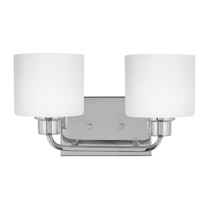 Sea Gull Canfield 2-Light Bathroom Vanity Light in Chrome Sea Gull Canfield 2-Light Bathroom Vanity Light in Chrome