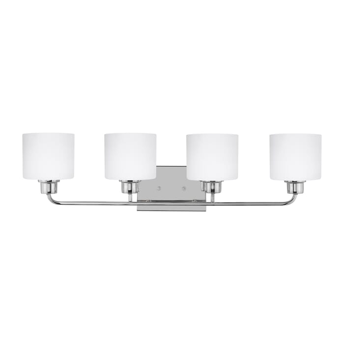 Sea Gull Canfield 4-Light Bathroom Vanity Light in Chrome Sea Gull Canfield 4-Light Bathroom Vanity Light in Chrome