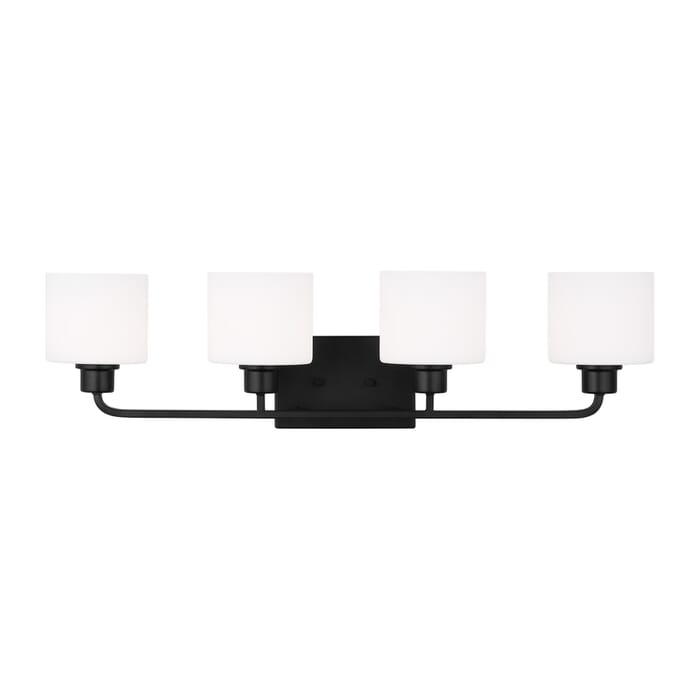 Sea Gull Canfield 4-Light Bathroom Vanity Light in Midnight Black Sea Gull Canfield 4-Light Bathroom Vanity Light in Midnight Black