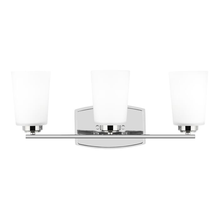 Sea Gull Franport 3-Light Bathroom Vanity Light in Chrome Sea Gull Franport 3-Light Bathroom Vanity Light in Chrome