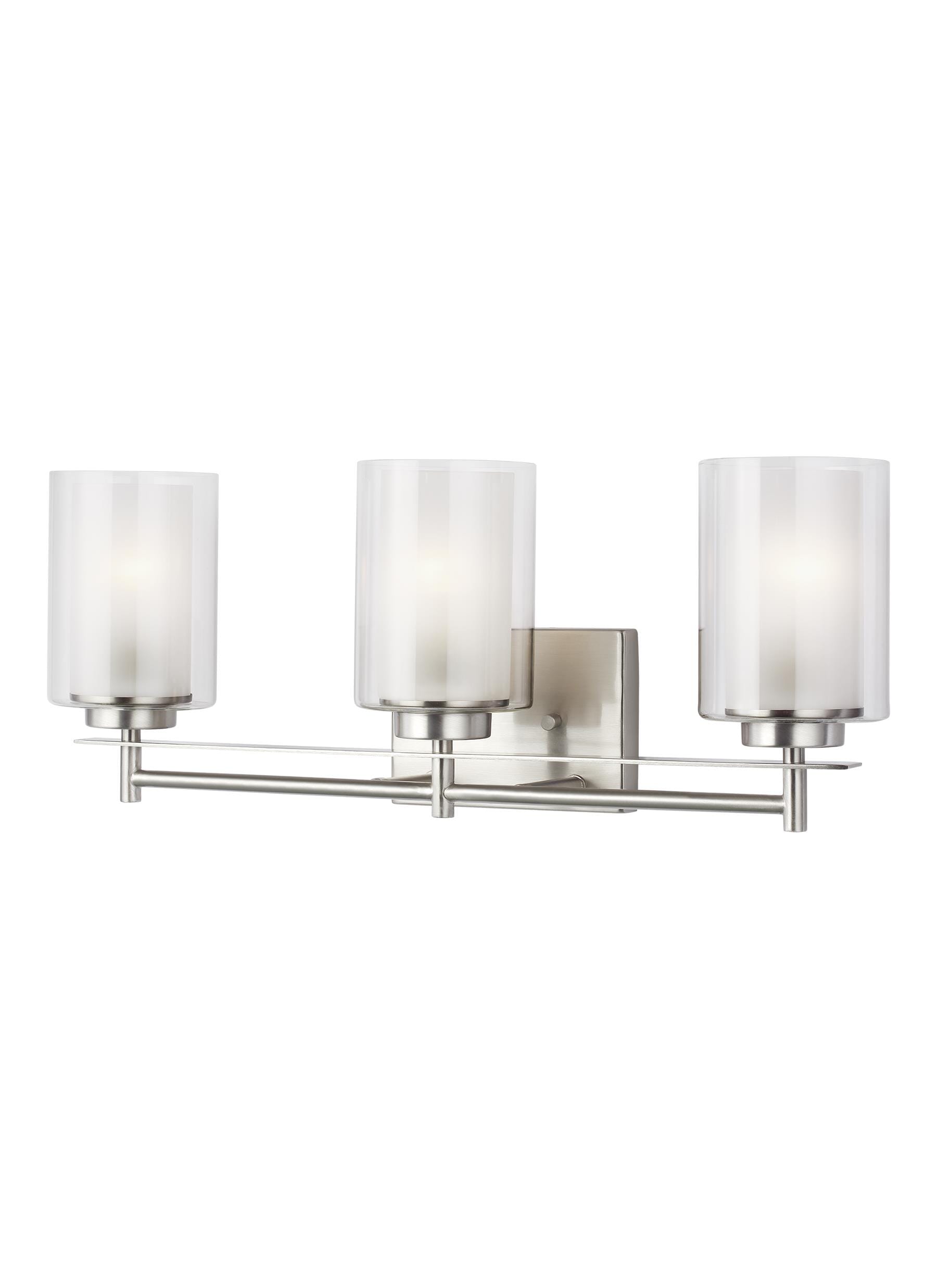 brushed nickel 3 light bathroom fixture