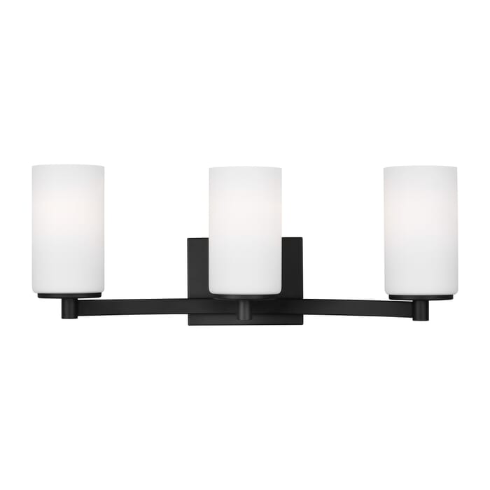 Sea Gull Hettinger 3-Light Bathroom Vanity Light in Midnight Black Sea Gull Hettinger 3-Light Bathroom Vanity Light in Midnight Black