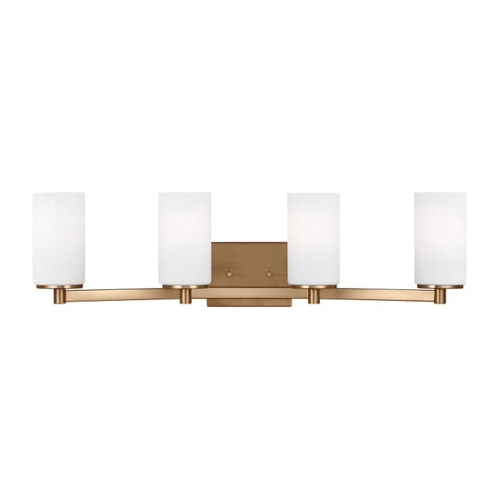 Hettinger 4-Light Bathroom Vanity Light in Satin Brass Hettinger 4-Light Bathroom Vanity Light in Satin Brass