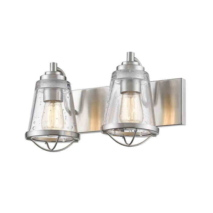 Z-Lite Mariner 2-Light Bathroom Vanity Light In Brushed Nickel Z-Lite Mariner 2-Light Bathroom Vanity Light In Brushed Nickel