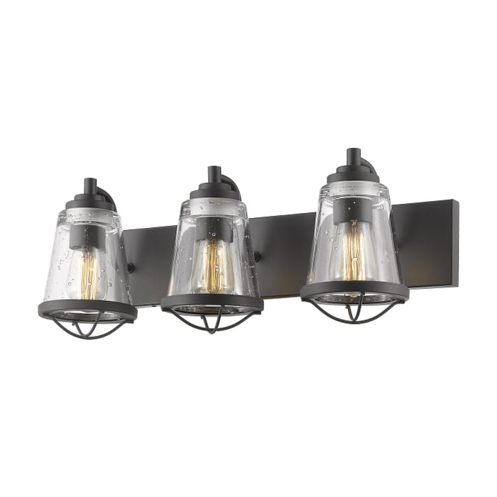 Z-Lite Mariner 3-Light Bathroom Vanity Light In Bronze Z-Lite Mariner 3-Light Bathroom Vanity Light In Bronze