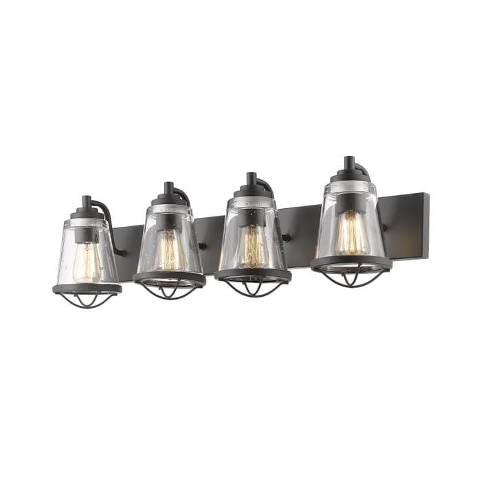 Z-Lite Mariner 4-Light Bathroom Vanity Light In Bronze Z-Lite Mariner 4-Light Bathroom Vanity Light In Bronze