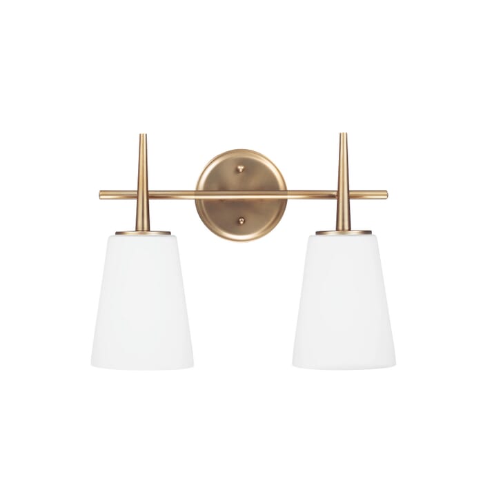 Driscoll 2-Light Bathroom Vanity Light in Satin Brass Driscoll 2-Light Bathroom Vanity Light in Satin Brass