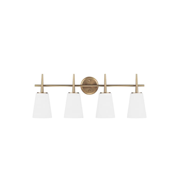 Sea Gull Driscoll 4-Light Bathroom Vanity Light in Satin Brass Sea Gull Driscoll 4-Light Bathroom Vanity Light in Satin Brass