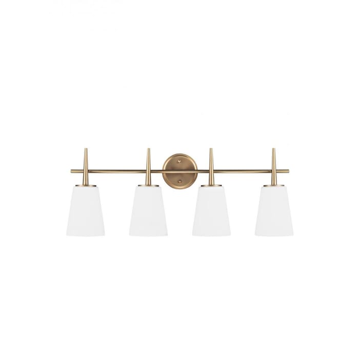 Sea Gull Driscoll 4-Light 31" Bathroom Vanity Light in Satin Brass Sea Gull Driscoll 4-Light 31" Bathroom Vanity Light in Satin Brass