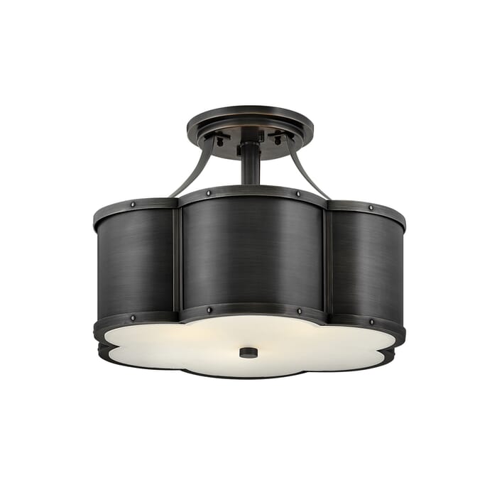 Hinkley Chance 3-Light Semi-Flush Ceiling Light In Blackened Brass Hinkley Chance 3-Light Semi-Flush Ceiling Light In Blackened Brass