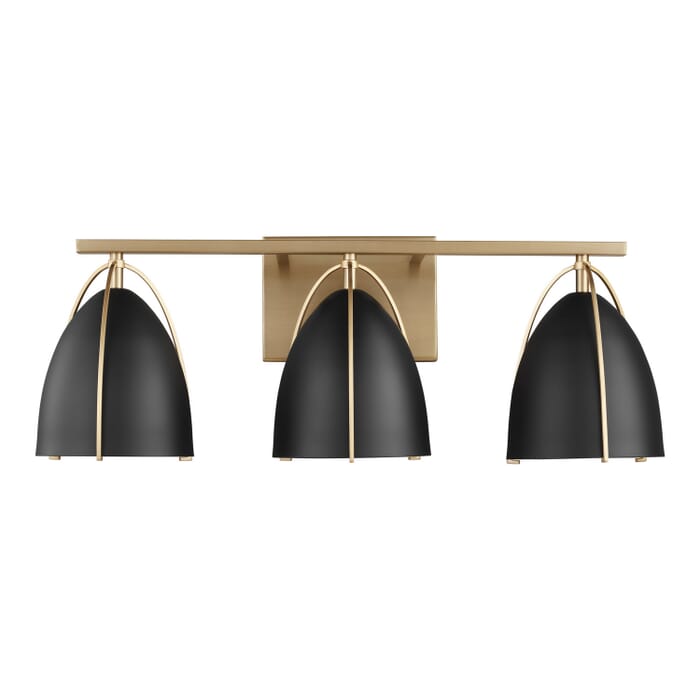 Norman 3-Light Bathroom Vanity Light in Satin Brass Norman 3-Light Bathroom Vanity Light in Satin Brass