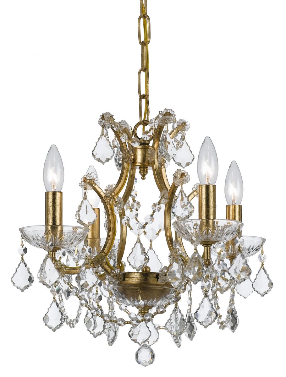 Filmore 4-Light 13"" Mini Chandelier in Antique Gold with Clear Swarovski Strass Crystals -  Crystorama, 4454-GA-CL-S