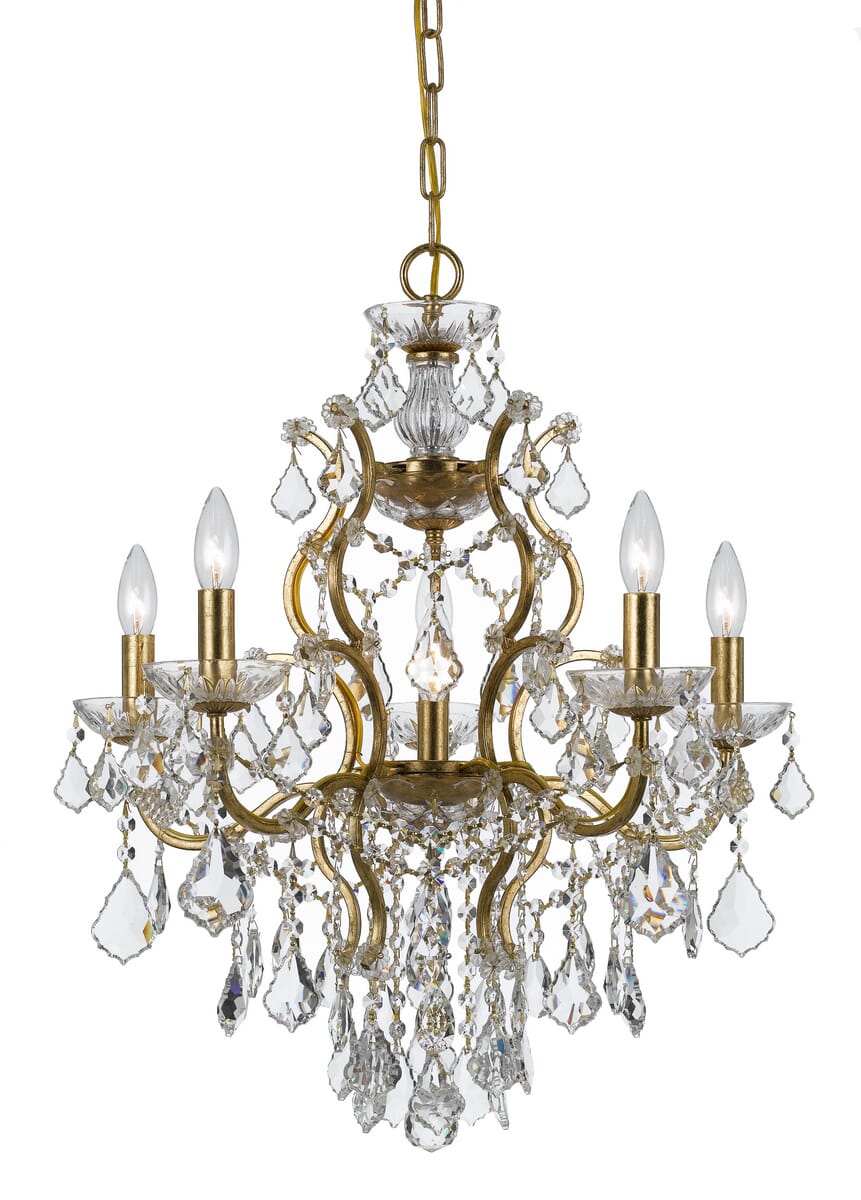 Filmore 6-Light 25"" Modern Chandelier in Antique Gold with Clear Swarovski Strass Crystals -  Crystorama, 4455-GA-CL-S