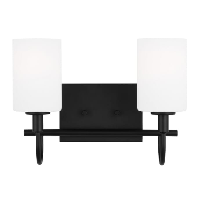 Oak Moore 2-Light LED Bathroom Vanity Light in Midnight Black Oak Moore 2-Light LED Bathroom Vanity Light in Midnight Black