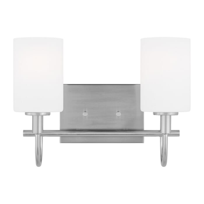 Oak Moore 2-Light LED Bathroom Vanity Light in Brushed Nickel Oak Moore 2-Light LED Bathroom Vanity Light in Brushed Nickel