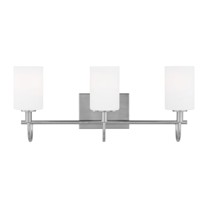 Oak Moore 3-Light Bathroom Vanity Light in Brushed Nickel Oak Moore 3-Light Bathroom Vanity Light in Brushed Nickel