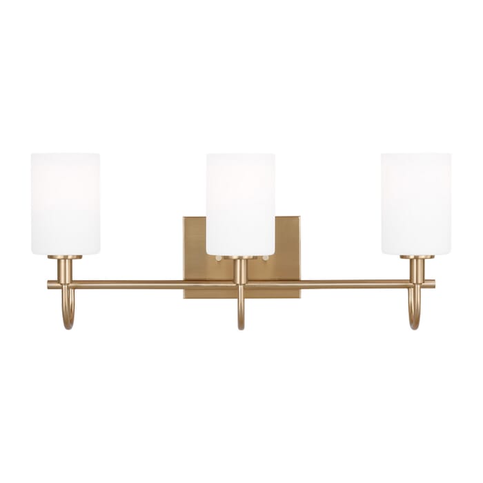 Oak Moore 3-Light LED Bathroom Vanity Light in Satin Brass Oak Moore 3-Light LED Bathroom Vanity Light in Satin Brass