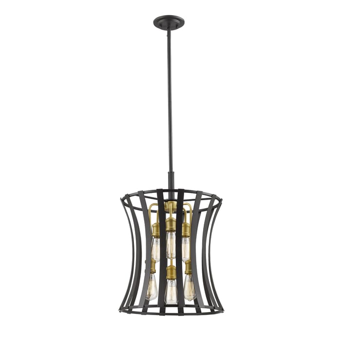 Z-Lite Geist 6-Light Pendant Light In Bronze Gold Z-Lite Geist 6-Light Pendant Light In Bronze Gold