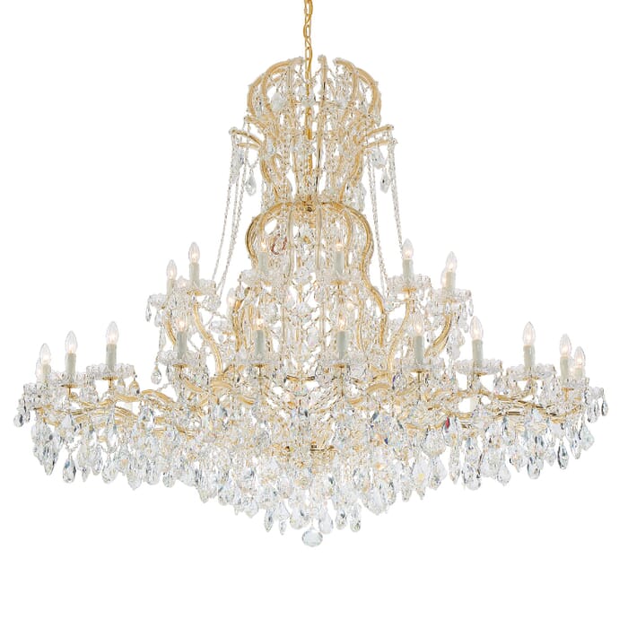 Crystorama Maria Theresa 37-Light 66" Chandelier in Gold with Swarovski Spectra Crystal Crystals Crystorama Maria Theresa 37-Light 66" Chandelier in Gold with Swarovski Spectra Crystal Crystals