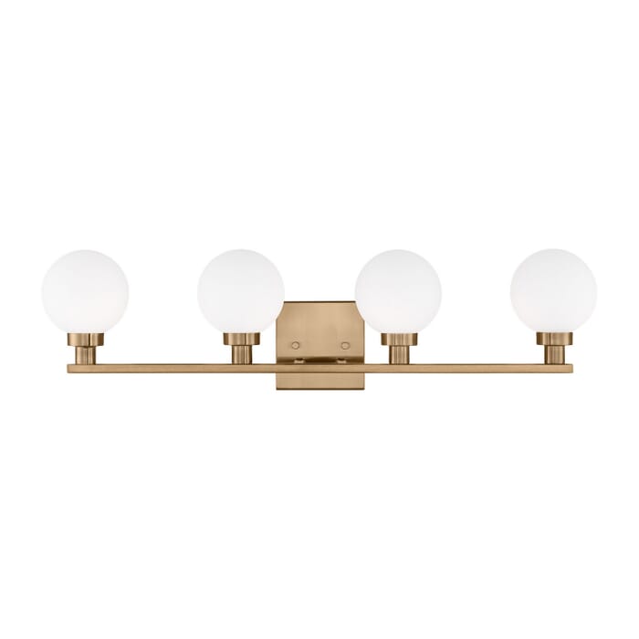 Clybourn 4-Light Bathroom Vanity Light in Satin Brass Clybourn 4-Light Bathroom Vanity Light in Satin Brass