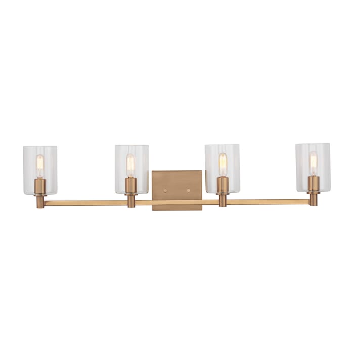 Fullton 4-Light Bathroom Vanity Light in Satin Brass Fullton 4-Light Bathroom Vanity Light in Satin Brass