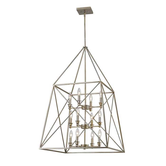 Z-Lite Trestle 12-Light Pendant Light In Antique Silver Z-Lite Trestle 12-Light Pendant Light In Antique Silver