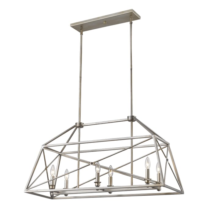 Z-Lite Trestle 6-Light Pendant Light In Antique Silver Z-Lite Trestle 6-Light Pendant Light In Antique Silver