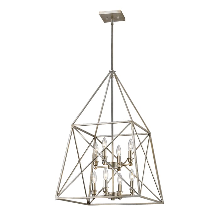 Z-Lite Trestle 8-Light Pendant Light In Antique Silver Z-Lite Trestle 8-Light Pendant Light In Antique Silver