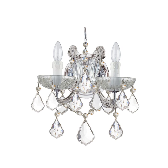 Crystorama Maria Theresa 2-Light 13" Wall Sconce in Polished Chrome with Clear Hand Cut Crystals Crystorama Maria Theresa 2-Light 13" Wall Sconce in Polished Chrome with Clear Hand Cut Crystals