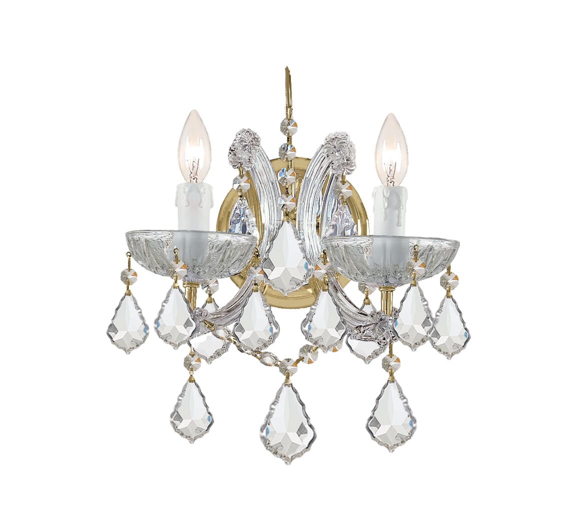 Maria Theresa 2-Light 13"" Wall Sconce in Gold with Clear Hand Cut Crystals -  Crystorama, 4472-GD-CL-MWP