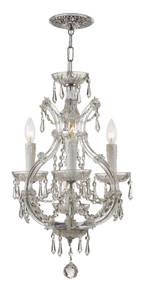 Maria Theresa 4-Light 21" Mini Chandelier in Polished Chrome with Clear Hand Cut Crystals