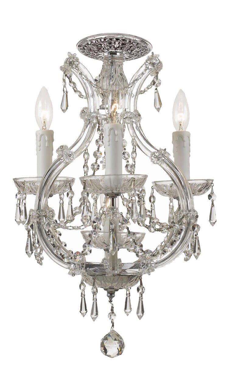 Maria Theresa 4-Light 13" Ceiling Light in Polished Chrome with Clear Hand Cut Crystals