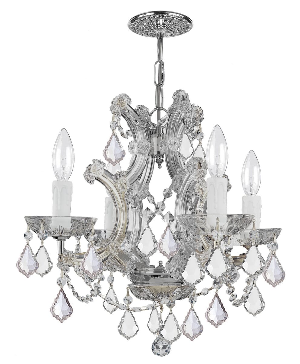 Maria Theresa 4-Light 15"" Mini Chandelier in Polished Chrome with Clear Hand Cut Crystals -  Crystorama, 4474-CH-CL-MWP