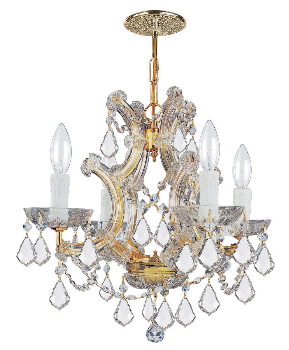 Maria Theresa 4-Light 15"" Mini Chandelier in Gold with Clear Hand Cut Crystals -  Crystorama, 4474-GD-CL-MWP