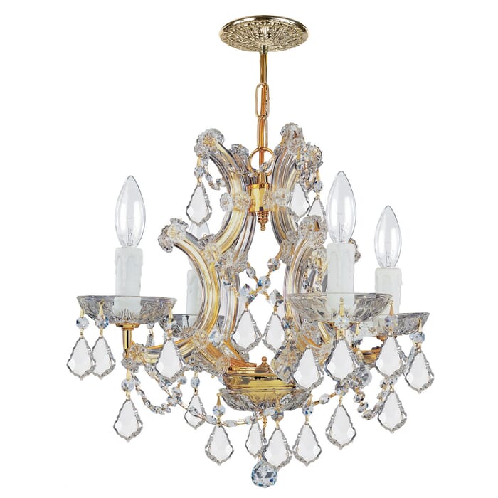Crystorama Maria Theresa 4-Light 15" Mini Chandelier in Gold with Clear Spectra Crystals Crystorama Maria Theresa 4-Light 15" Mini Chandelier in Gold with Clear Spectra Crystals