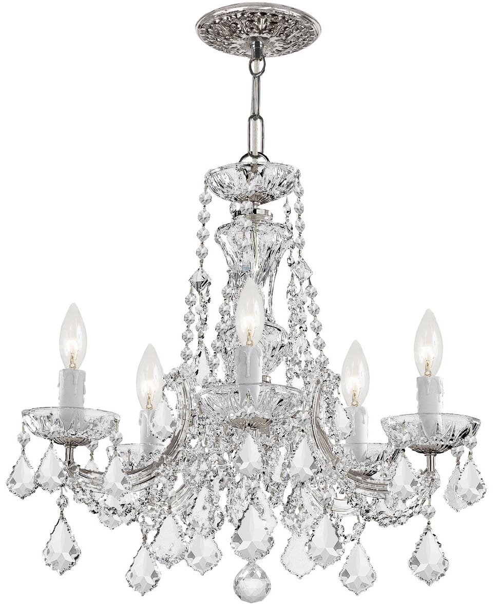 Maria Theresa 5-Light 19"" Mini Chandelier in Polished Chrome with Clear Swarovski Strass Crystals -  Crystorama, 4476-CH-CL-S