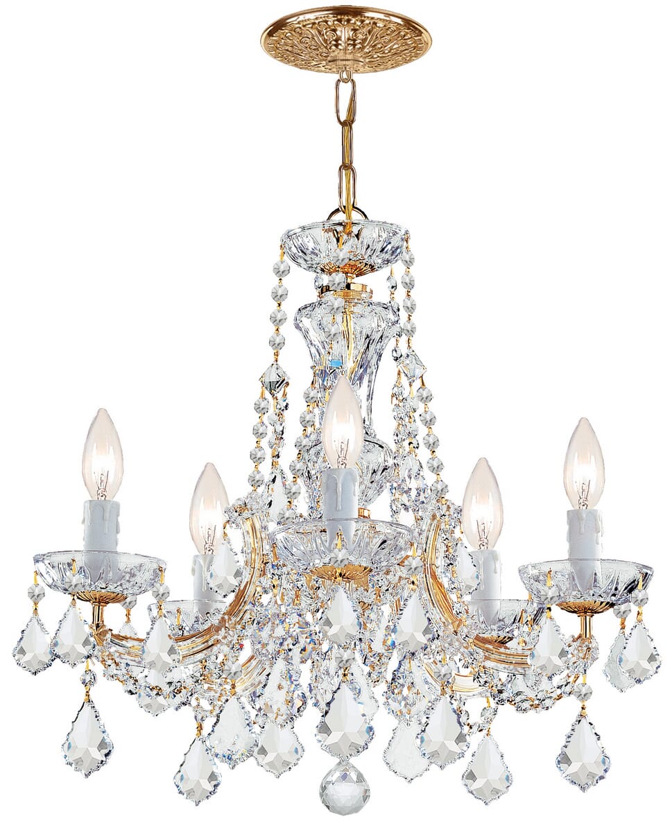 Maria Theresa 5-Light 19"" Mini Chandelier in Gold with Clear Hand Cut Crystals -  Crystorama, 4476-GD-CL-MWP