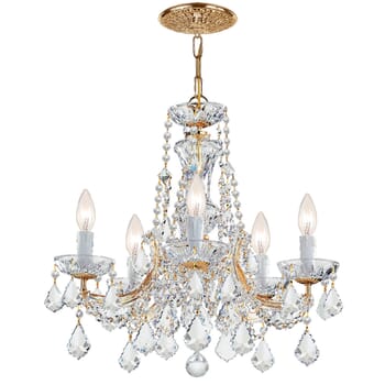 Crystorama Maria Theresa 5-Light 19" Traditional Chandelier in Gold with Clear Spectra Crystals