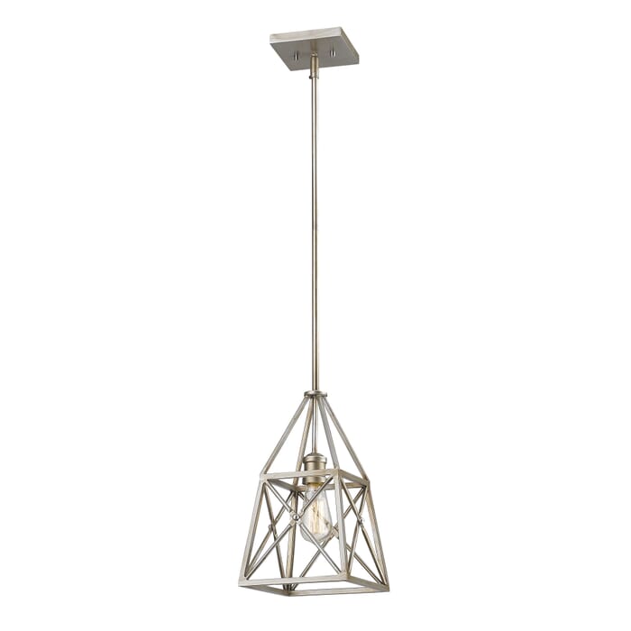 Z-Lite Trestle 1-Light Mini Pendant Light In Antique Silver Z-Lite Trestle 1-Light Mini Pendant Light In Antique Silver