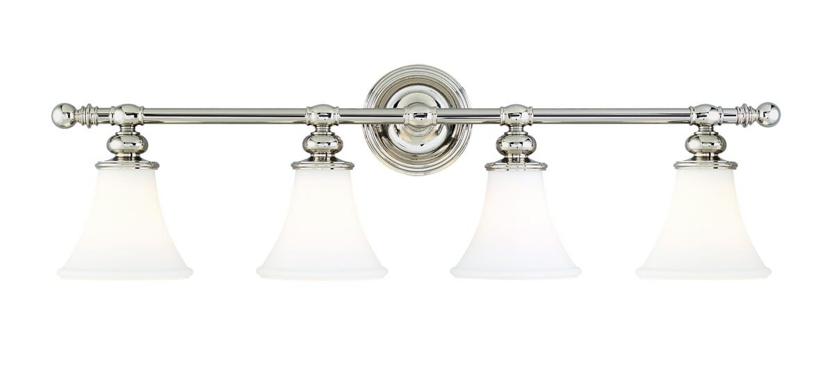 Weston 4-Light 34" Bathroom Vanity Light in Polished Nickel